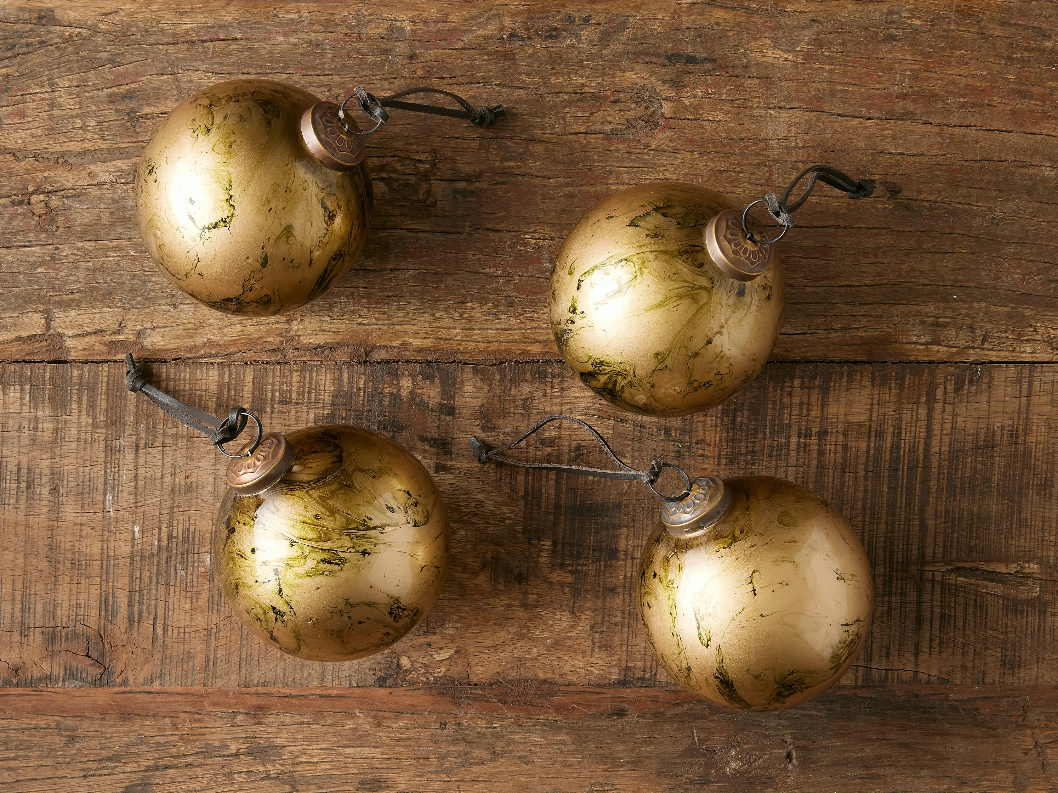 Gold Marble Ornament (Set of 4) | Arhaus