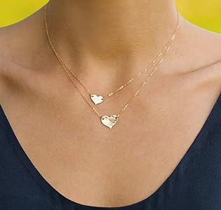 MEVECCO Layered Heart Necklace 18k Gold Plated Gold Choker Long Necklace for Women | Amazon (US)