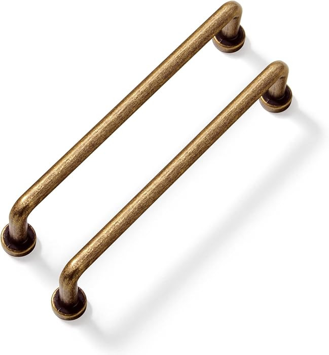 Set of 12, 5 Inches Center to Center SleekTouch Antique Brass Cabinet Pulls - Contemporary Handle... | Amazon (US)