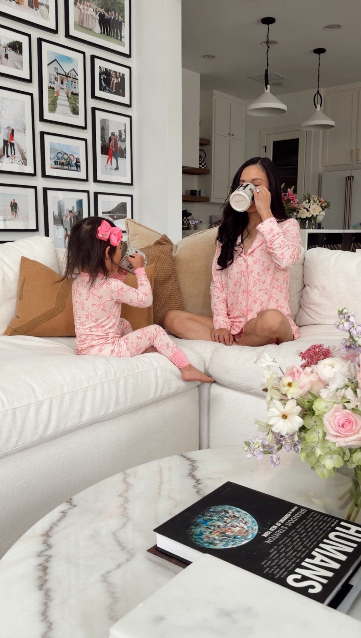 Matching mommy and me ps perfect for a Mother’s Day gift! Love how these are super soft bamboo, breathable and breastfeeding friendly. Also linking our living room decor and the best white sofa! Our gallery all is custom but linked a similar option. 

#LTKmomlife #LTKHome #LTKMothersDay