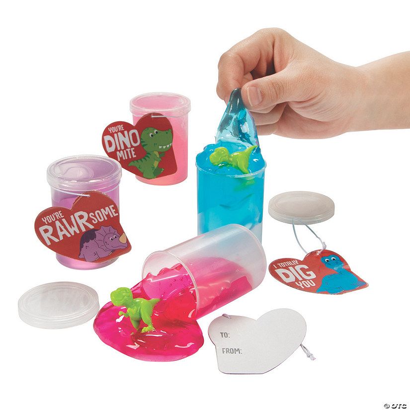 Dino-Filled Putty Valentine Exchanges with Card for 12 | Oriental Trading Company