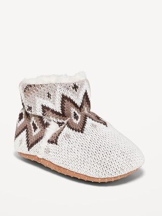 Unisex Sherpa-Lined Fair Isle Booties for Baby | Old Navy (US)