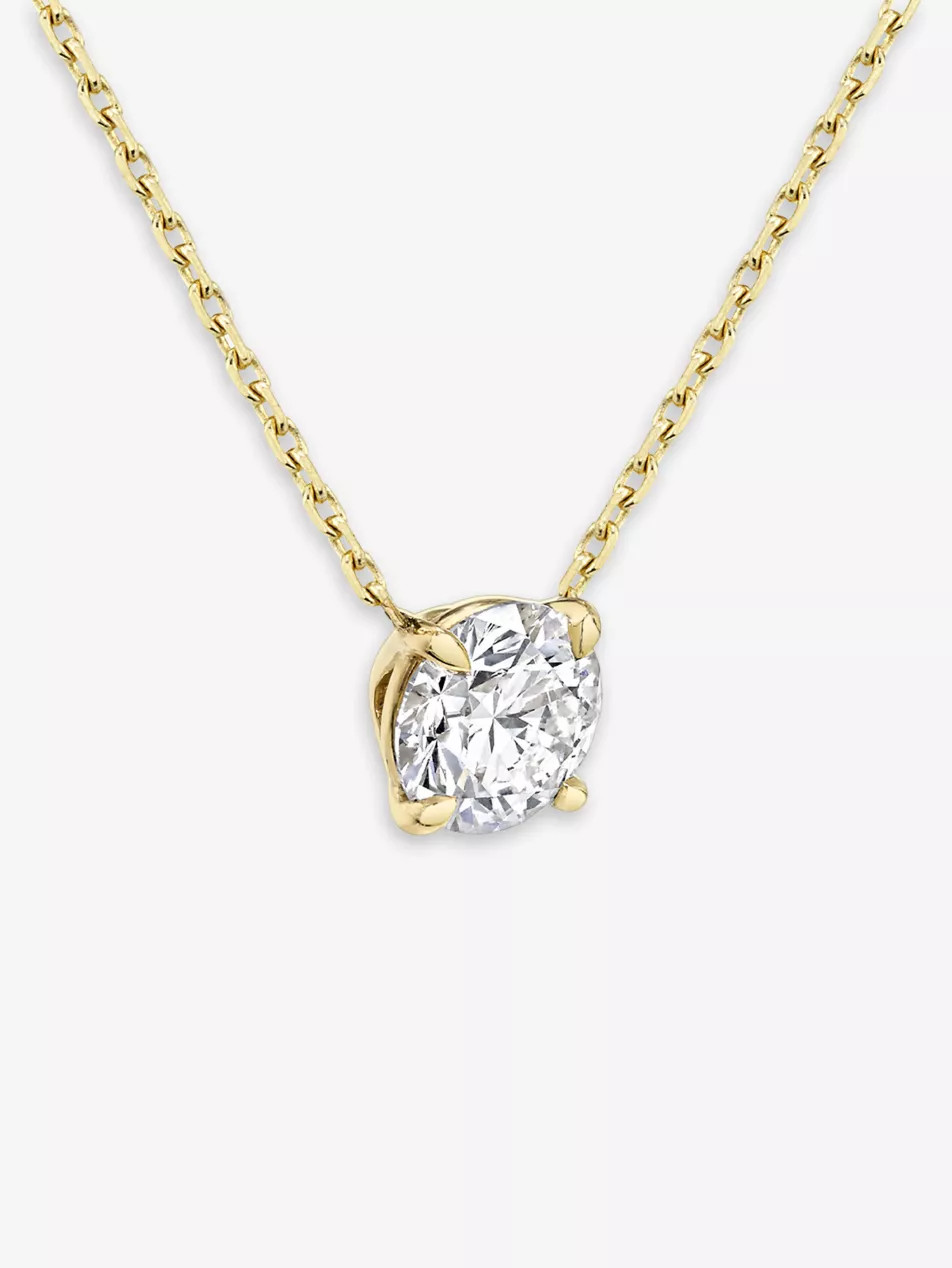 Solitaire 14ct yellow-gold and 1.5ct lab-grown diamond pendant necklace | Selfridges