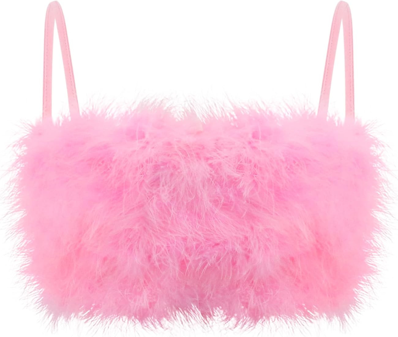 Tynora Women's Faux Fur Crop Top Spaghetti Strap Tube Tops Strappy Cami for Concert Club Party | Amazon (US)