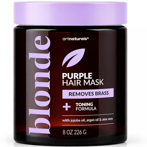 Artnaturals Purple Hair Mask for Blonde, Silver & Platinum Hair - Removes Yellow Brassy Color, Repairs Dry & Bleached Hair - Deep Conditioning Treatment Hair Moisturizer - Sulfate Free (8 Oz/226g) | Amazon (US)