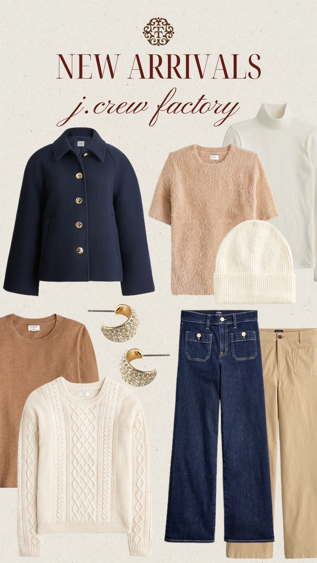 New arrivals from J.Crew Factory that we are loving! The dark wash denim, cashmere sweater, and beanie are great winter closet staples. Me also love the navy jacket and everyday earrings! 

#LTKSeasonal #LTKFindsUnder100 #LTKHoliday