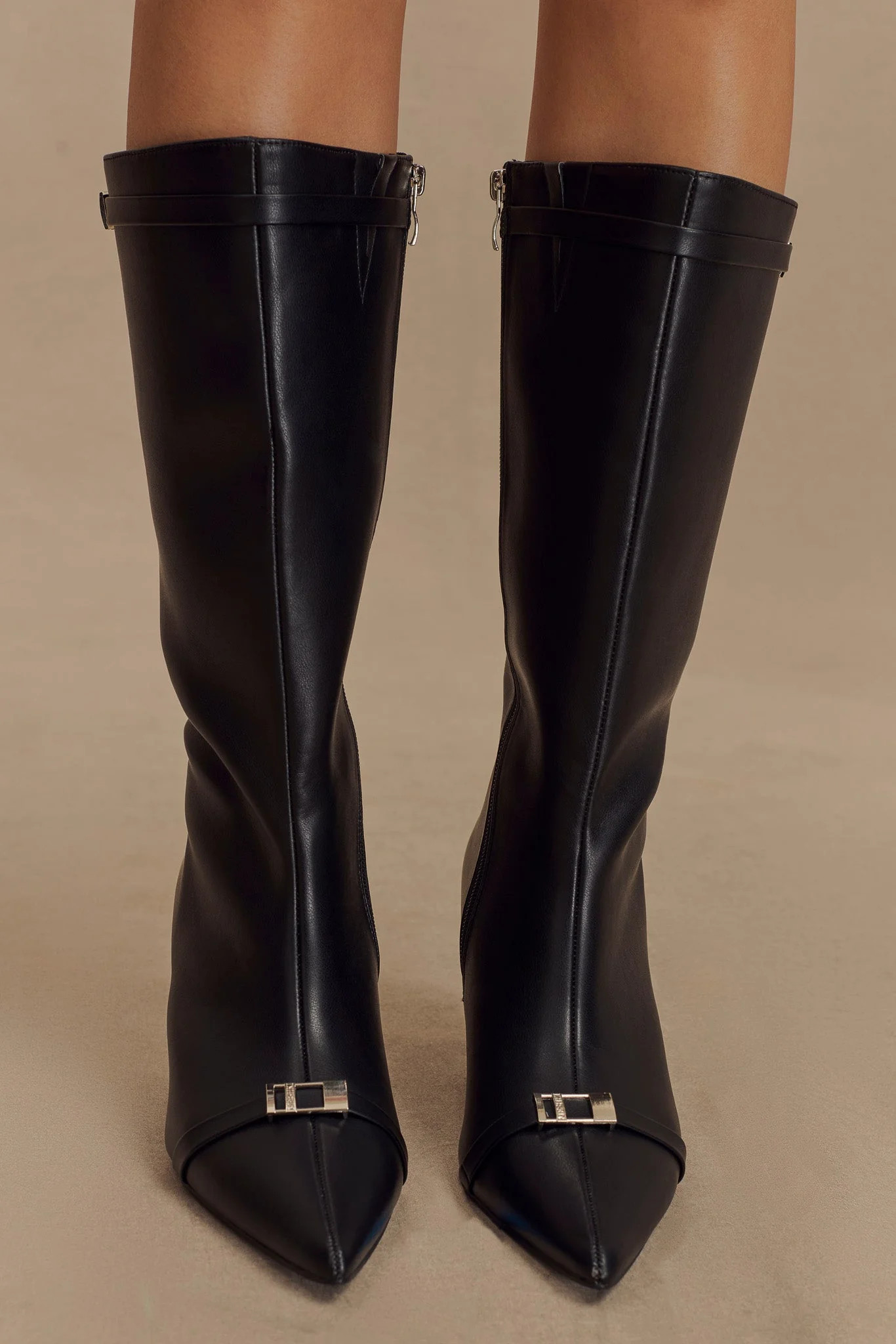 Astra Faux Leather Buckle Boot - Black | Meshki (APAC)