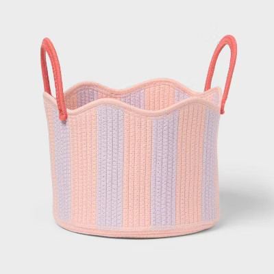 Striped Coiled Rope Kids' Decorative Storage Basket with Handles Pink/Purple - Pillowfort™ | Target