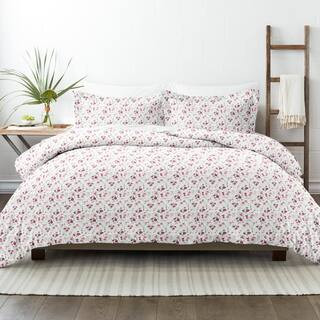Blossoms Patterned Performance Pink Twin 3-Piece Duvet Cover Set | The Home Depot