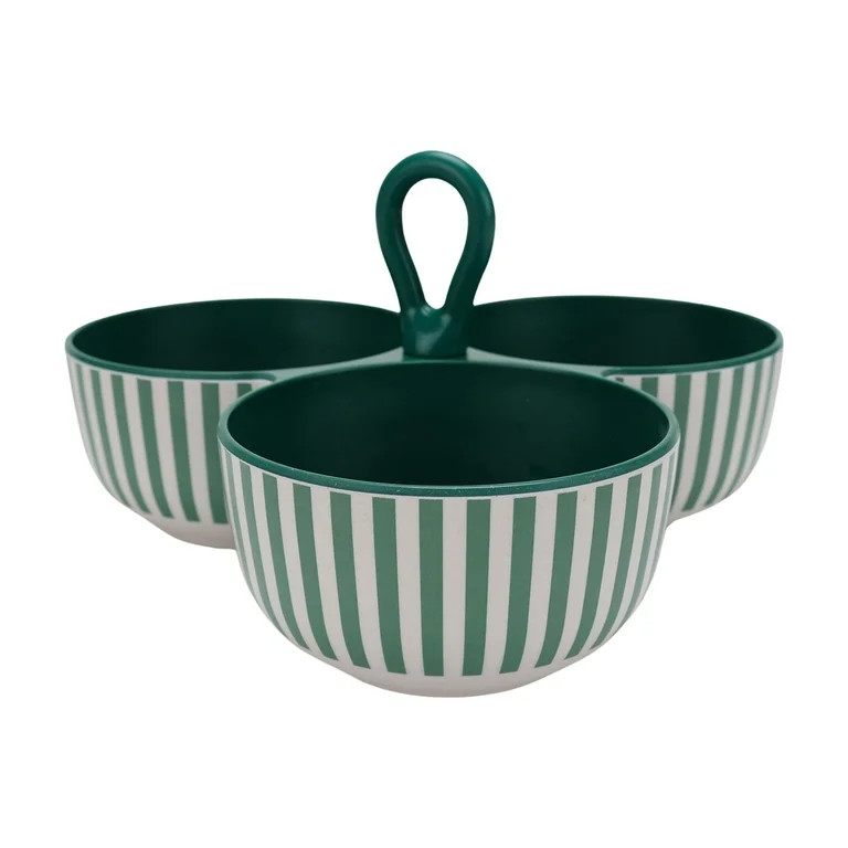 Mainstays by Becky G. & Alejandra Bamboo Melamine Triple Condiment Server, Green Stripe | Walmart (US)