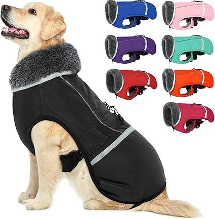 QBLEEV Warm Dog Coat Reflective Dog Jacket, Waterproof Dog Winter Coat Turtleneck Dog Clothes for... | Amazon (US)