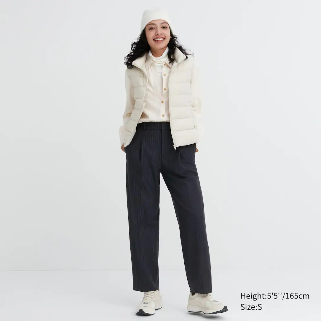 HEATTECH Striped Pleated Trousers | UNIQLO (UK)
