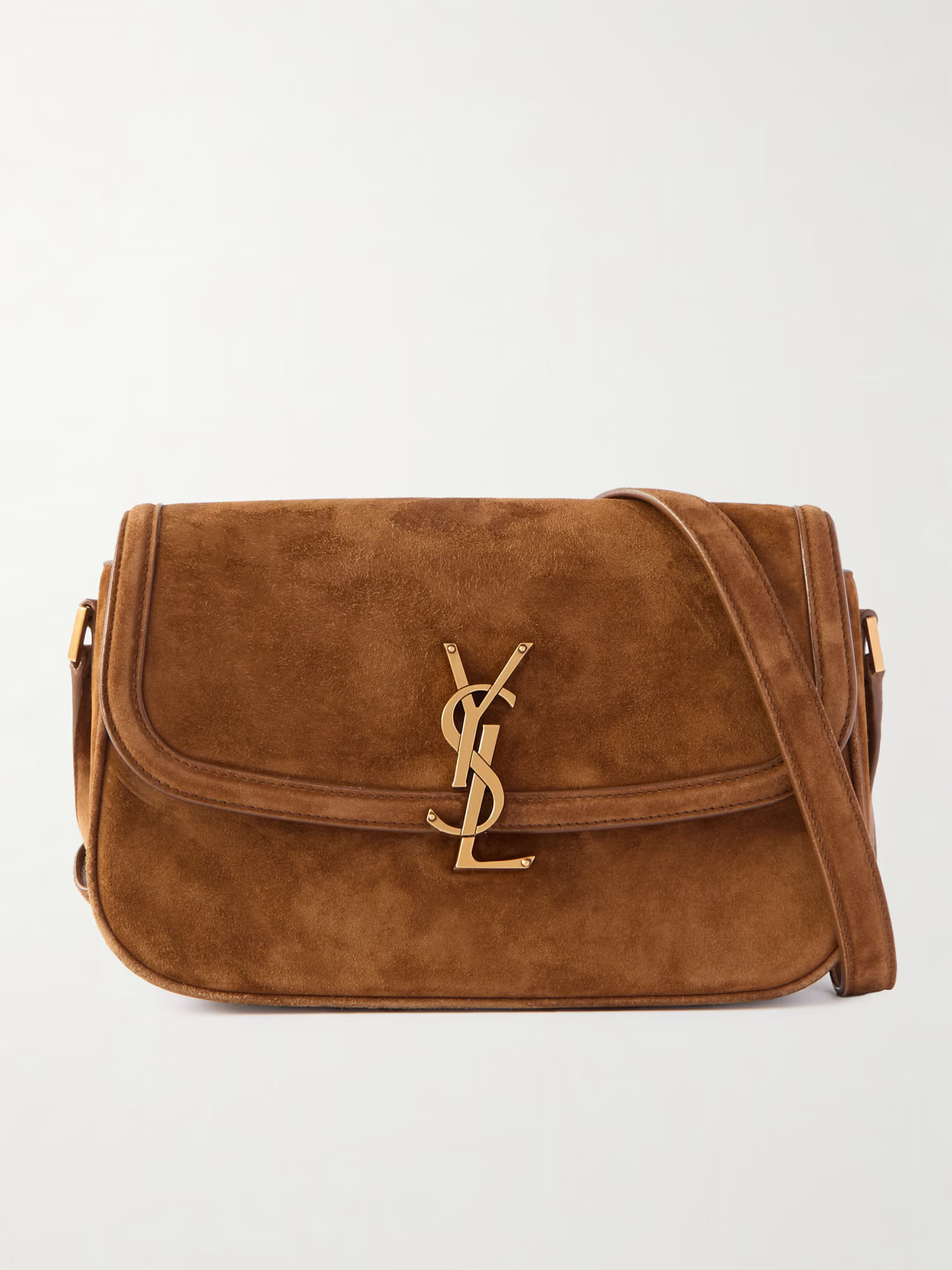 SAINT LAURENT - Solferino Medium Suede Shoulder Bag - Brown | NET-A-PORTER (US)