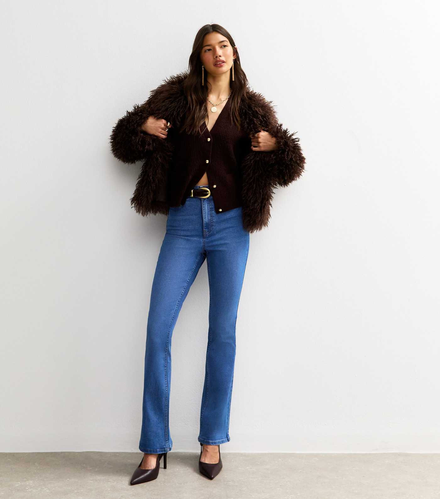 Bright Blue Waist Enhance Quinn Bootcut Jeans | New Look | New Look (UK)