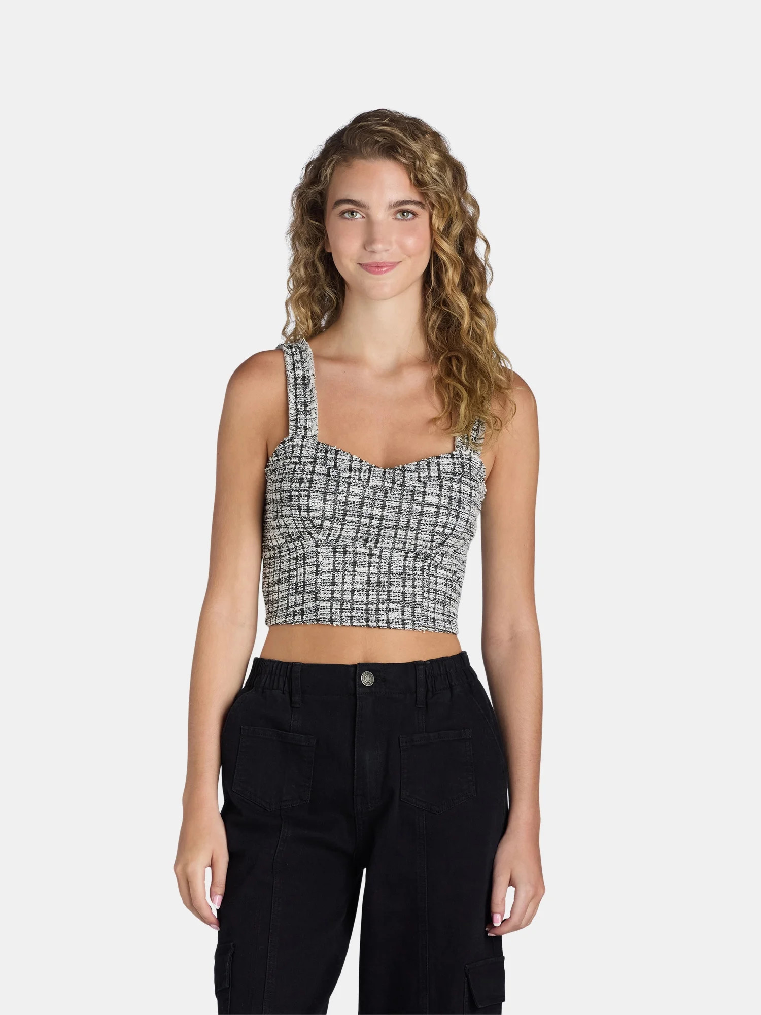 Madden NYC Juniors’ Sleeveless Boucle Top, Sizes XXS-XXL - Walmart.com | Walmart (US)