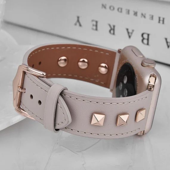 Leather Studded Band Compatible for Apple Watch Band 38mm 40mm | Etsy | Etsy (US)