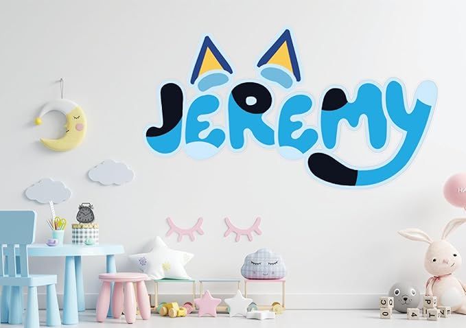 Personalized Blue Wall Decal Theme, Superhero Wall Decal, Custom Name & Color Blue Wall Sticker, ... | Amazon (US)