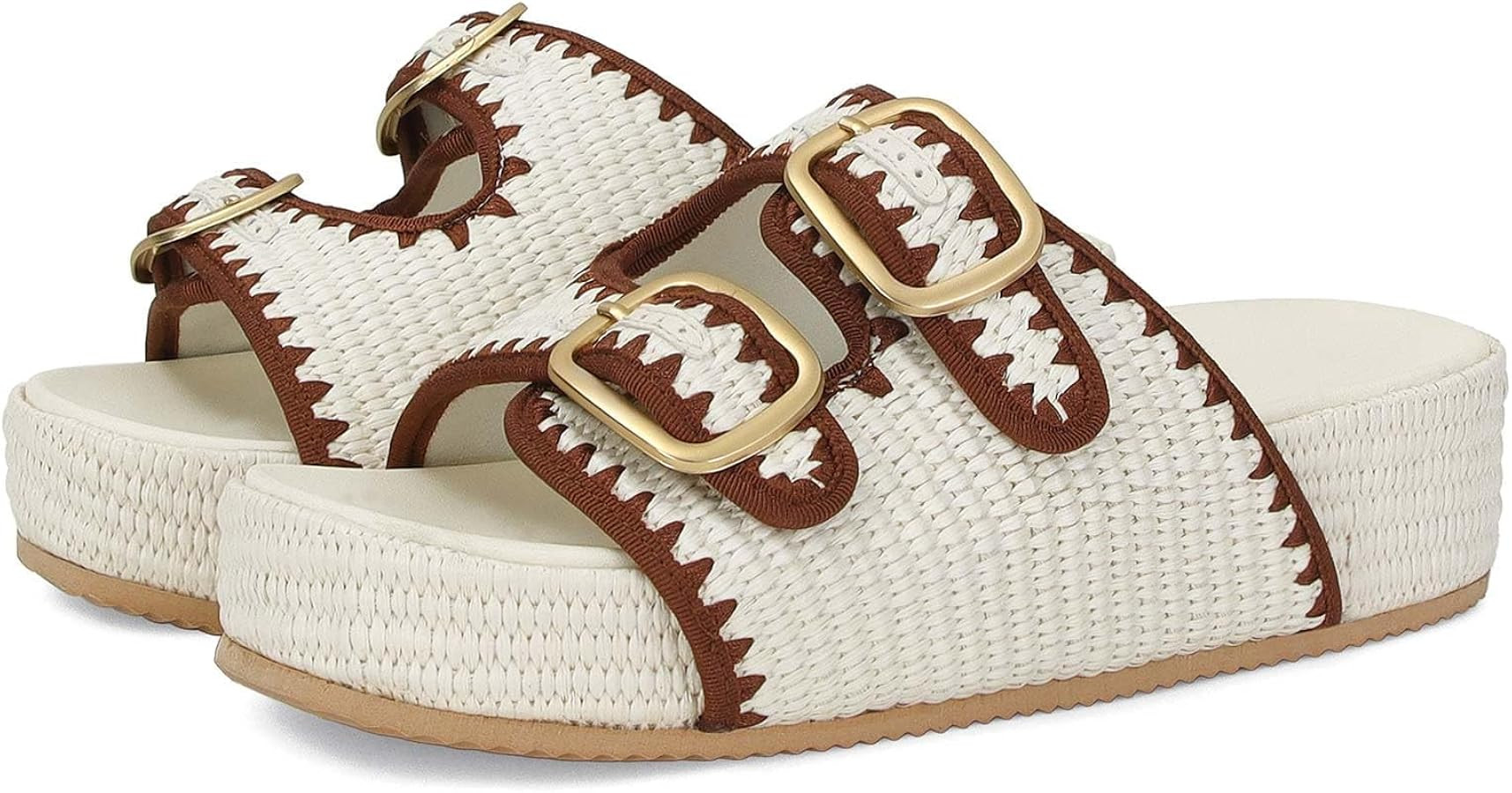 Platform Sandals for Women Espadrille Wedges Summer Beach Sandals Comfortable Cute Woven Straw Cr... | Amazon (US)