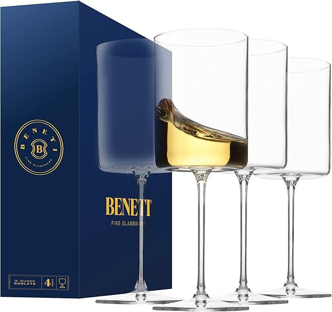 Superlative Edge Wine Glasses Square [Set of 4] White & Red Wine Goblets, Premium Clear Glass Bor... | Amazon (US)