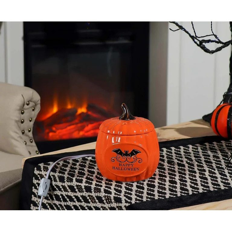 Way to Celebrate Halloween 5-Inch Ceramic Pumpkin Wax Warmer, Bat | Walmart (US)
