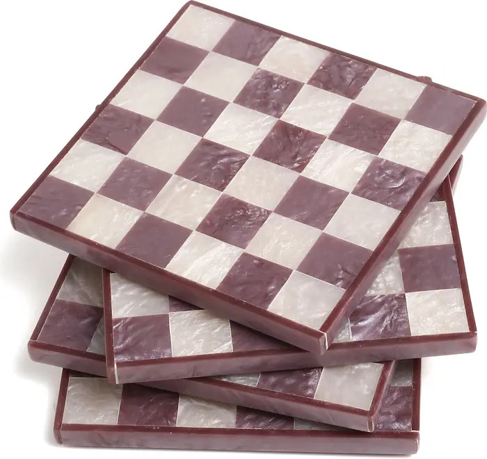 Set of 4 Checkered Resin Coasters | Nordstrom Rack