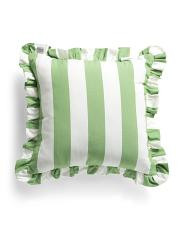 Made In Usa 18x18 Cabana Striped Ruffled Indoor Outdoor Pillow | TJ Maxx