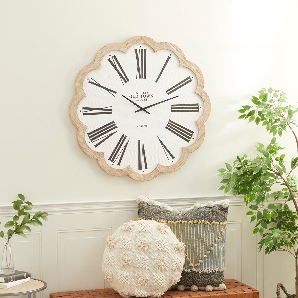 White Wood Farmhouse Wall Clock | Pier 1 Online