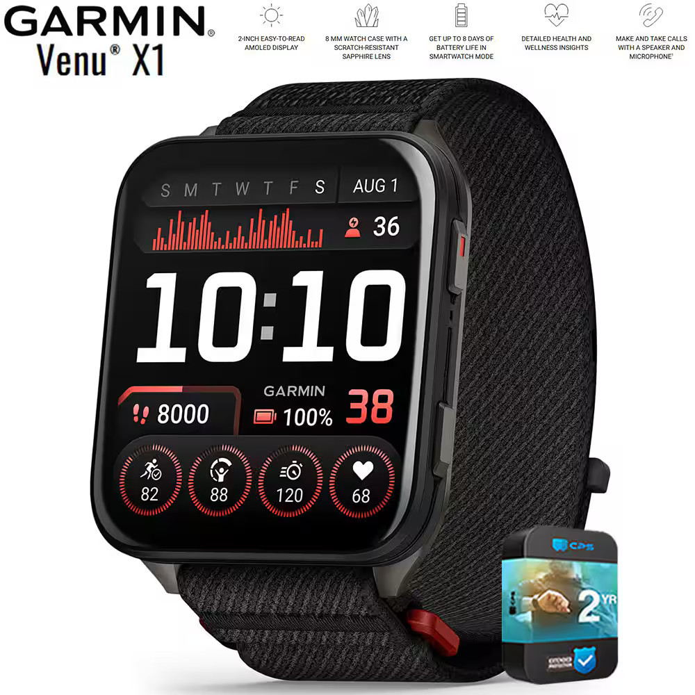 Garmin - Venu X1 Premium GPS Smartwatch Black Titanium with 2 Year Warranty - Black with Slate Titanium Caseback - (2025) | Best Buy U.S.