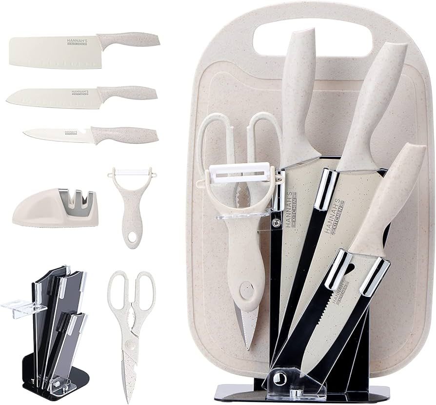 Hannah's Kitchen -cute knife set includes 3 kitchen knives, ceramic peeler and multipurpose sciss... | Amazon (US)