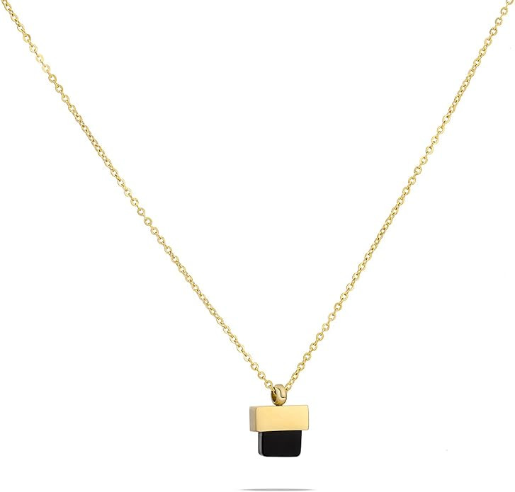 14K Gold Plated Rainbow Zirconia Ring Dainty Necklace for Women | Amazon (US)