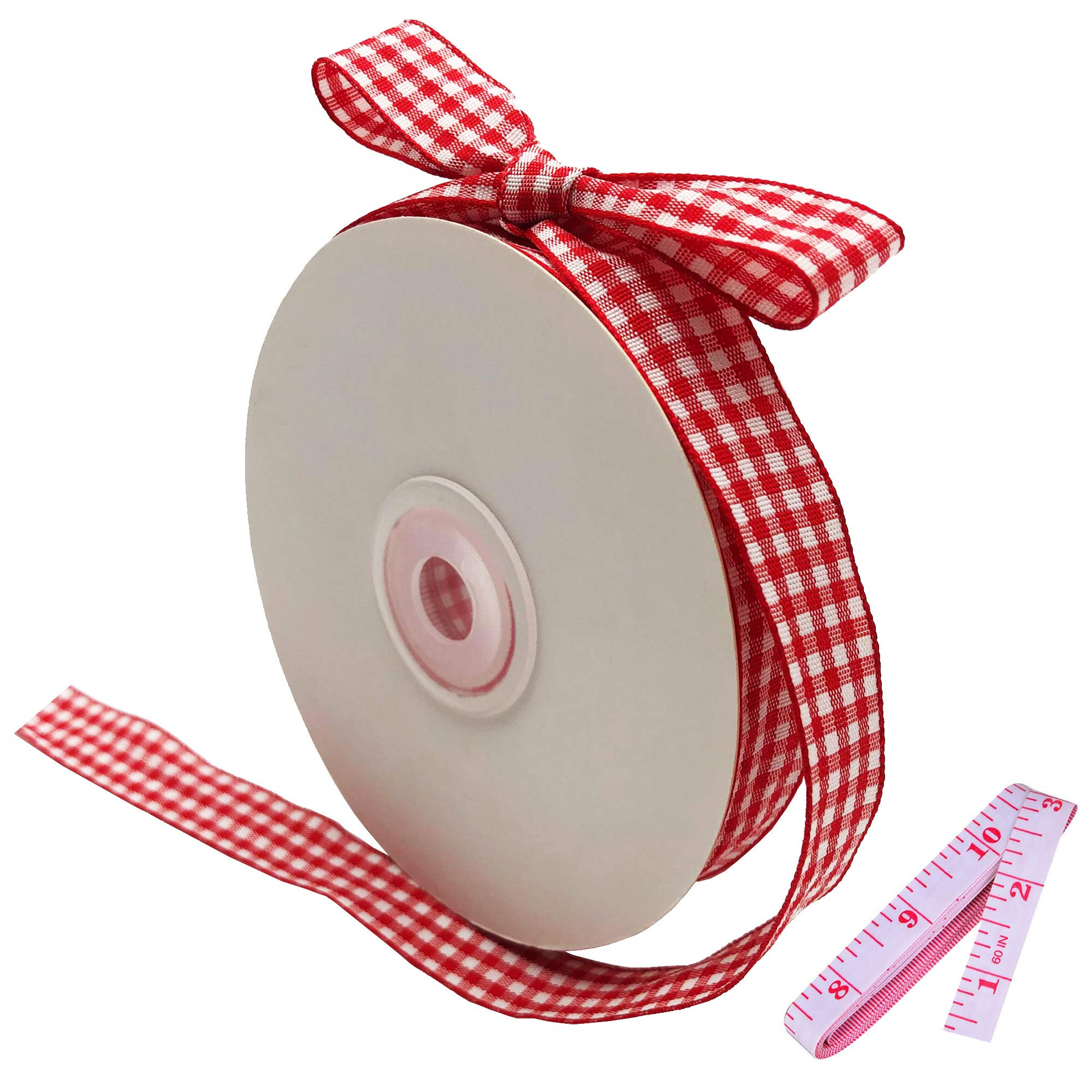 Red and White Gingham Ribbon, 5/8" x 25Yd Roll Picnic Craft Red Buffalo Ribbon for Crafts Hair Ac... | Amazon (US)