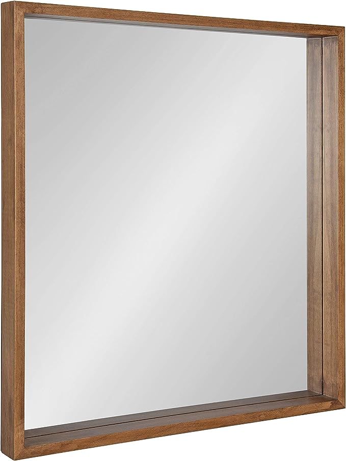 Kate and Laurel Hutton Rustic Wood Square Mirror, 30" x 30", Natural, Modern Farmhouse Wall Displ... | Amazon (US)