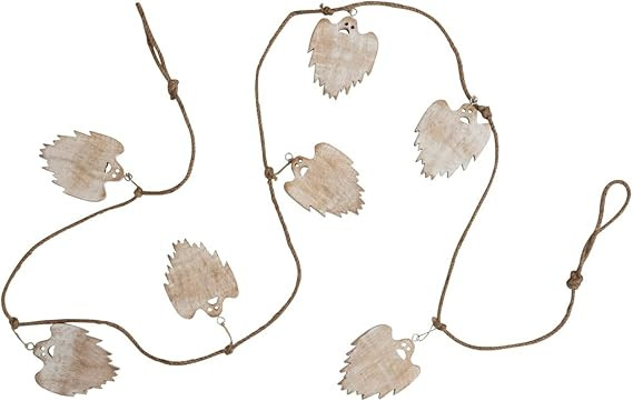 Creative Co-Op Jute and Mango Wood Ghost Garland, White | Amazon (US)