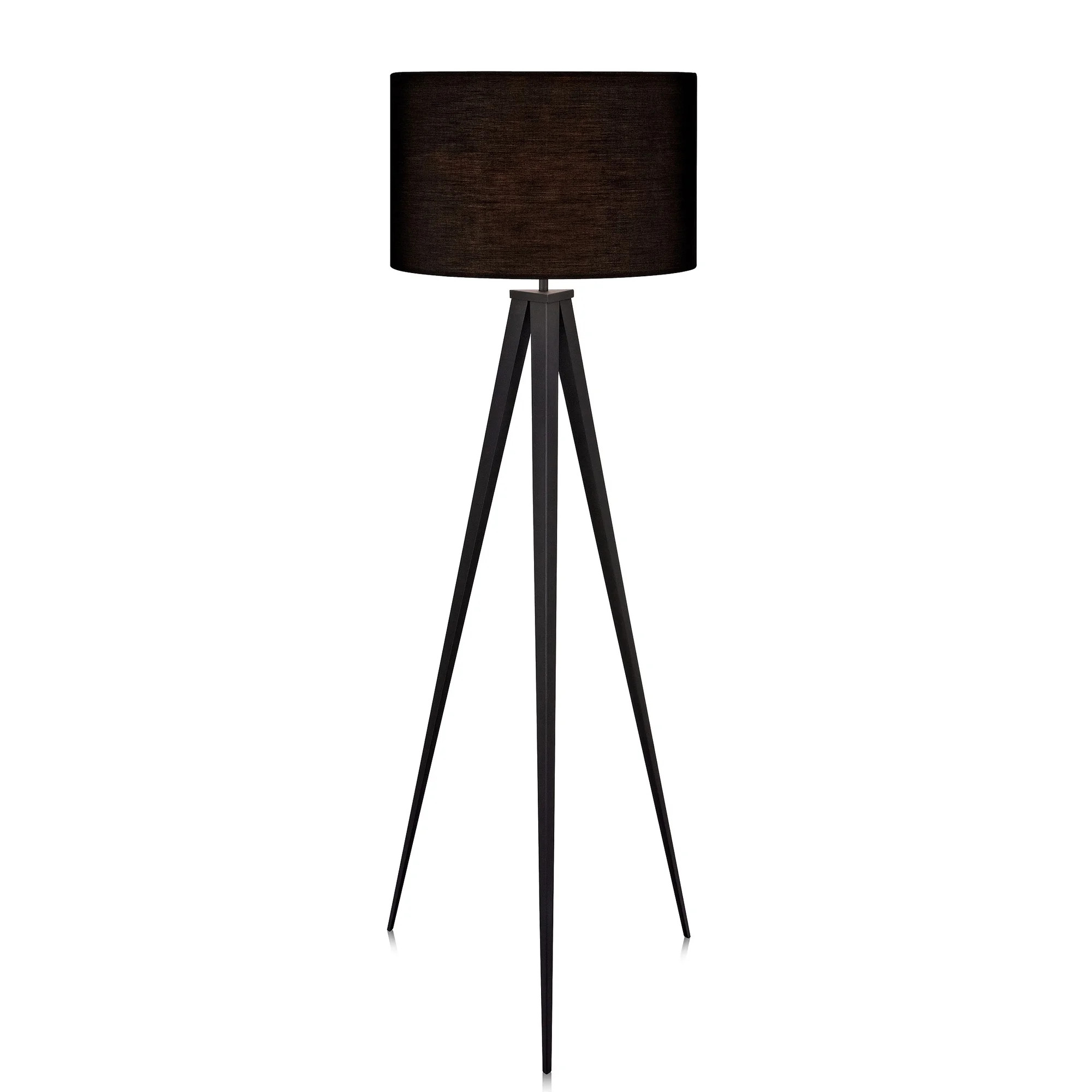 Teamson Home Romanza 60.23" Postmodern Tripod Floor Lamp with Drum Shade, Matte Black | Walmart (US)