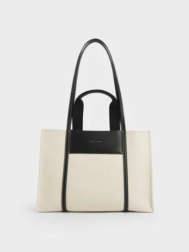 Multicoloured Shalia Canvas Tote Bag | CHARLES & KEITH UK | Charles & Keith UK