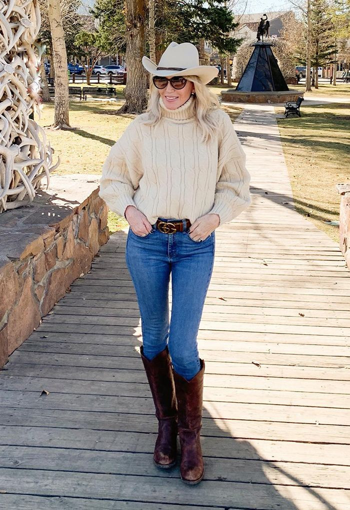 Turtleneck Braid Knit Crop Sweater in Sand | Chicwish