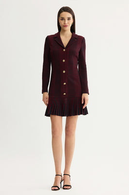 Anna Marie A-Line Flounce Hem Tweed Knit Dress | Ming Wang