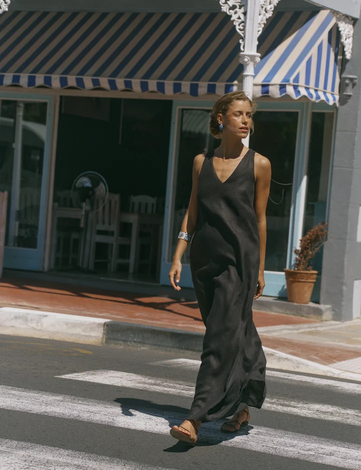 Blenheim Dress: Linen, Black | With Nothing Underneath