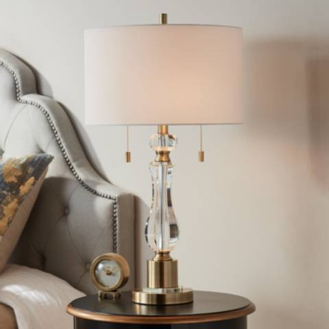 Vienna Full Spectrum Jordan 27 1/2" Brass and Crystal Table Lamp | Lamps Plus