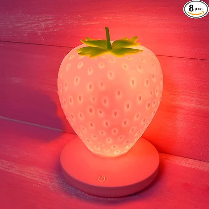 LVOERTUIG Strawberry Night Light, Cute Silicone Strawberry Lamp, LED Cute Night Light, Bedside Co... | Amazon (US)