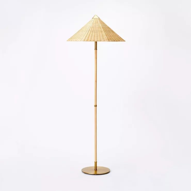 Floor Lamp with Tapered Rattan Shade Brown - Threshold™ designed with Studio McGee | Target