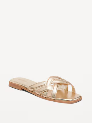Faux-Leather Woven Strap Sandals | Old Navy (US)