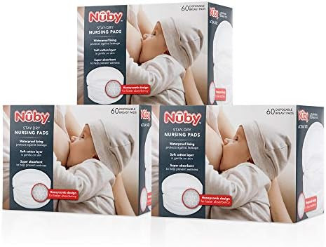 Nuby Stay-Dry Disposable 180-Piece Breast Pads, Honeycomb White | Amazon (US)