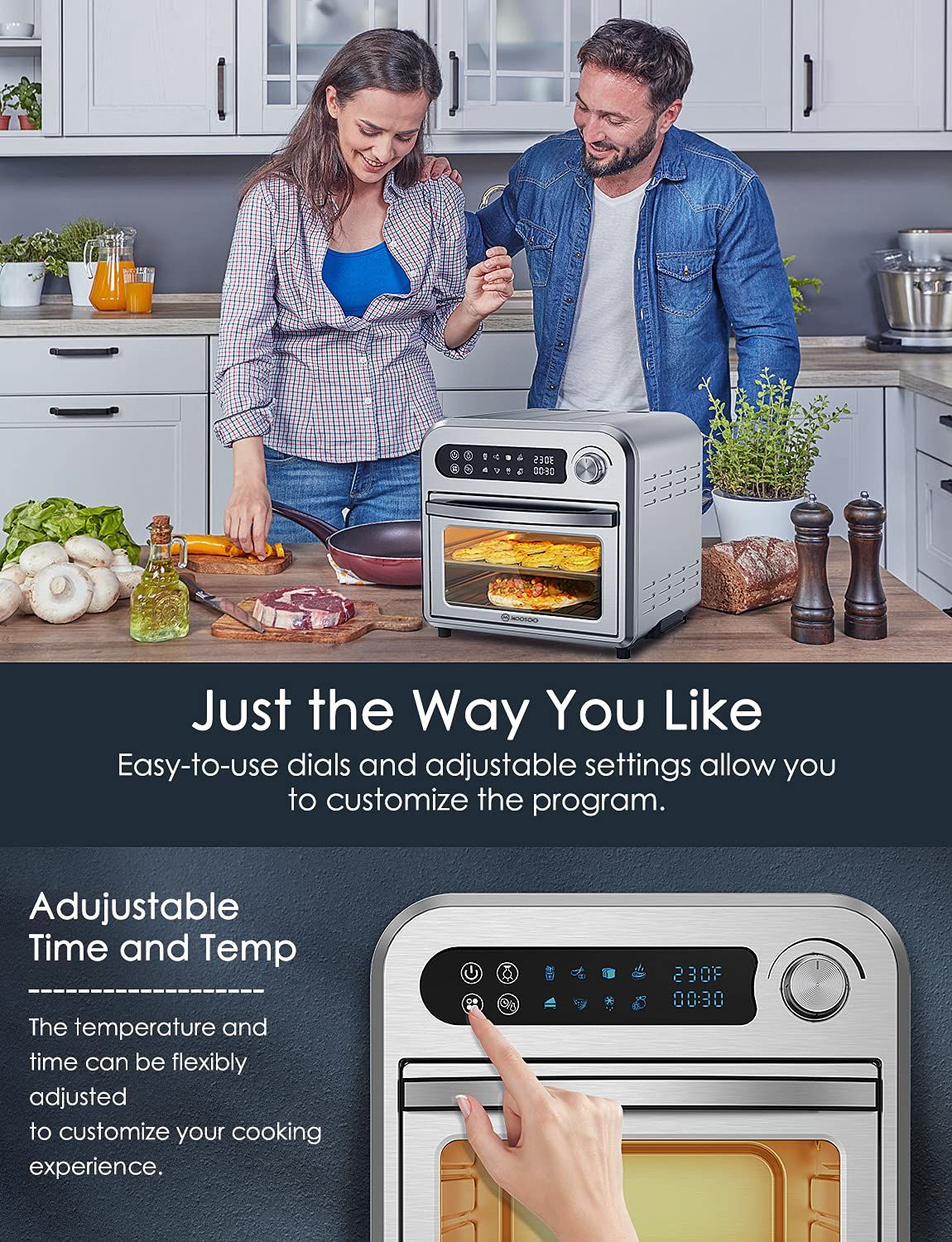 MOOSOO Air Fryer Oven, 10.6 QT Air Fryer Toaster Oven Combo with Digital Screen, 8 in 1 Convectio... | Amazon (US)