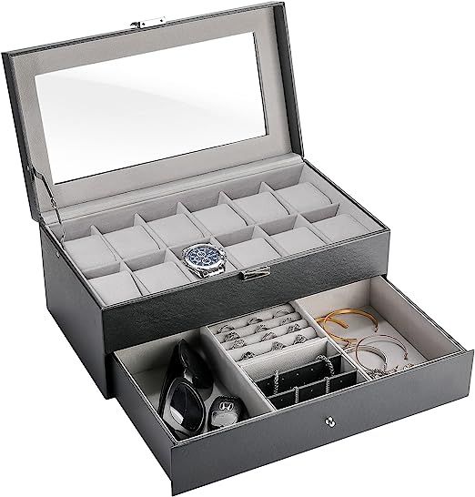 ProCase Father's Day Gift 12 Slots Watch Box Case for Men Women, Mens Jewelry Organizer Watch Hol... | Amazon (US)