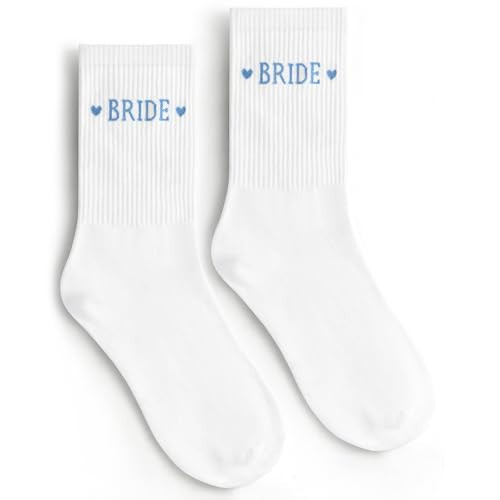 Etercycle Bride Socks, White Blue Bride To Be Something Blue Gift, Soft Cotton Bridal Socks For Women Engagement Wedding Bridesmaid Gifts Bachelorette Party Favor Honeymoon Essentials Decorations | Amazon (US)