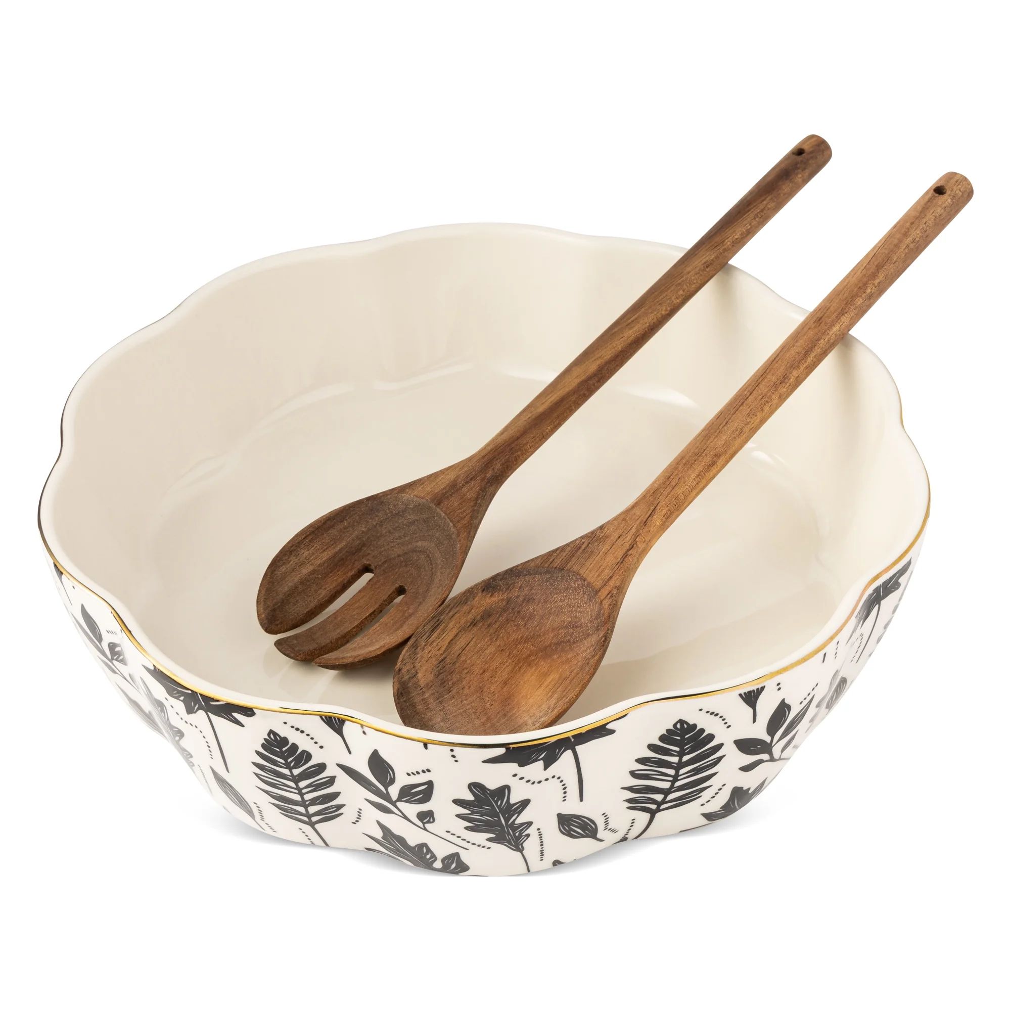 Thyme & Table Harvest 3-Piece 2.5 QT Serving Bowl with Acacia Serving Spoon and Fork Set - Walmar... | Walmart (US)