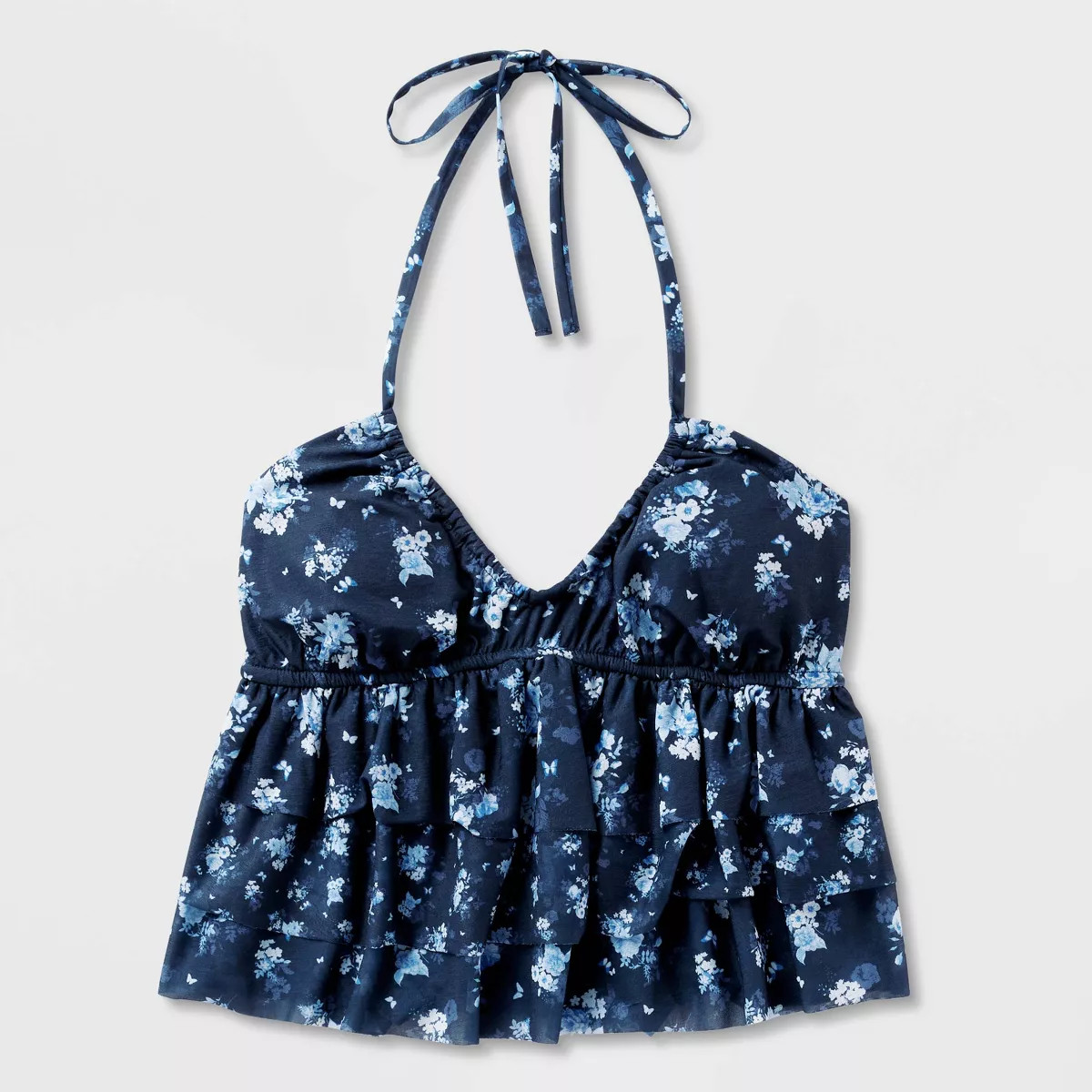 Women's Ruffle Halter Top - Wild Fable™ Navy Blue Floral XS | Target