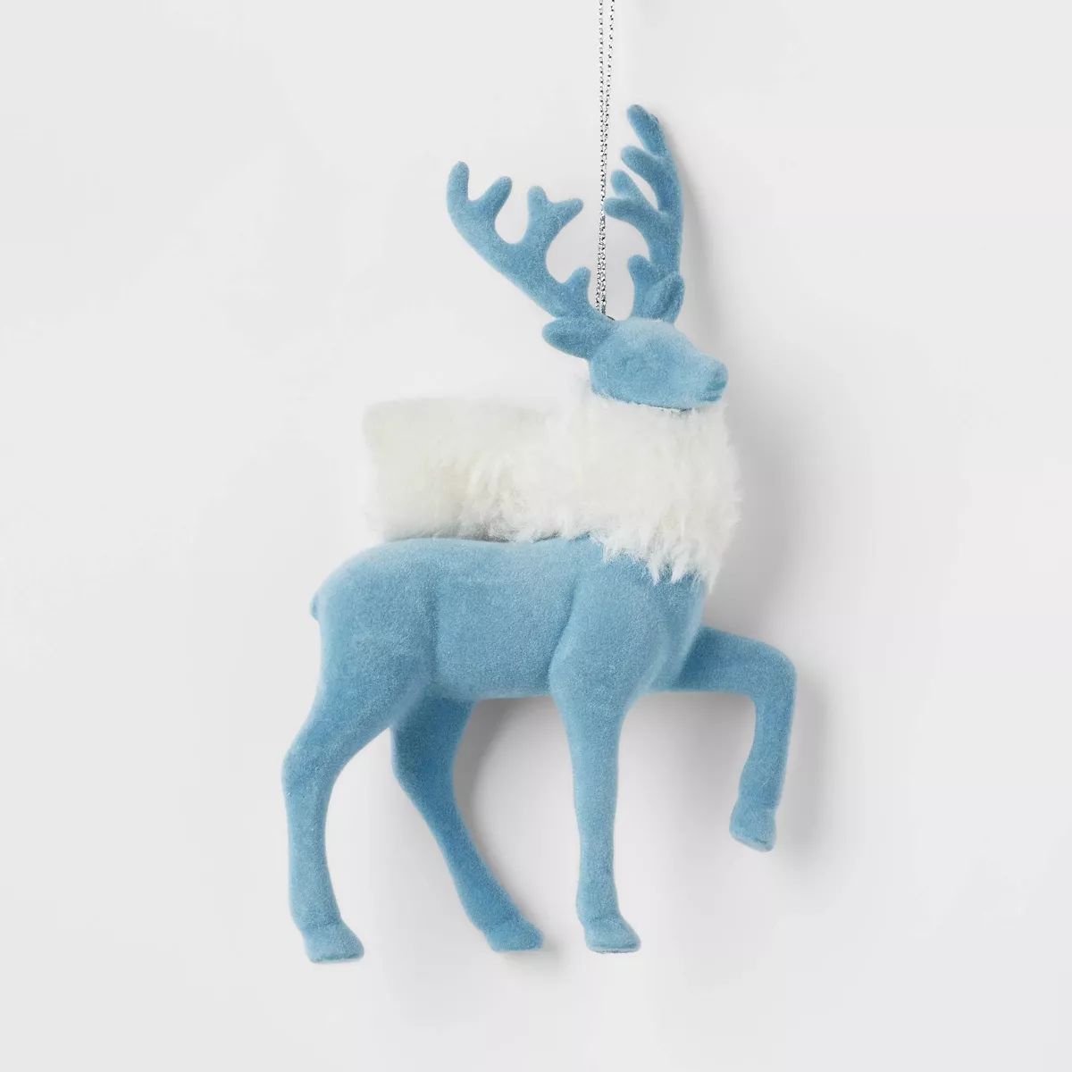 Flocked Deer Wearing Scarf Christmas Tree Ornament Blue - Wondershop™ | Target