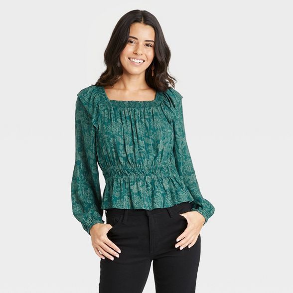 Women's Balloon Long Sleeve Peplum Blouse - Universal Thread™ | Target